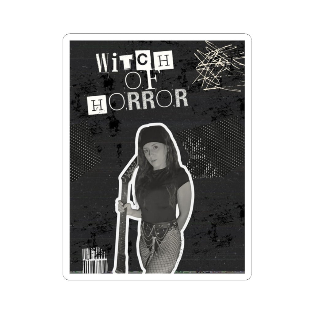 Witch of Horror Kiss-Cut Sticker — Gothic Witch Retro Photo Sticker for Laptops & Halloween