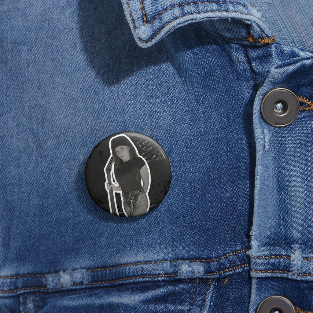 Custom Photo Pin Button — Personalized Black & White Portrait Badge