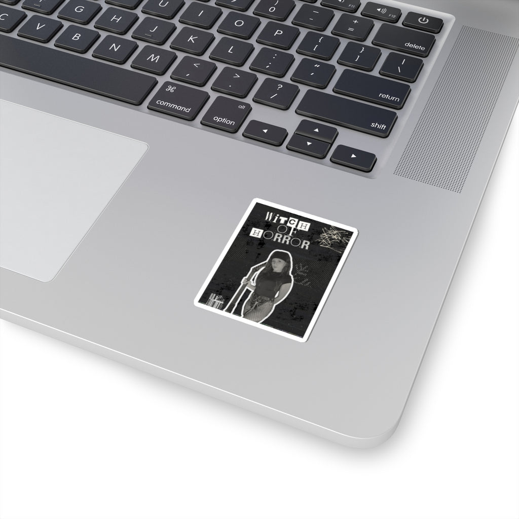Witch of Horror Kiss-Cut Sticker — Gothic Witch Retro Photo Sticker for Laptops & Halloween