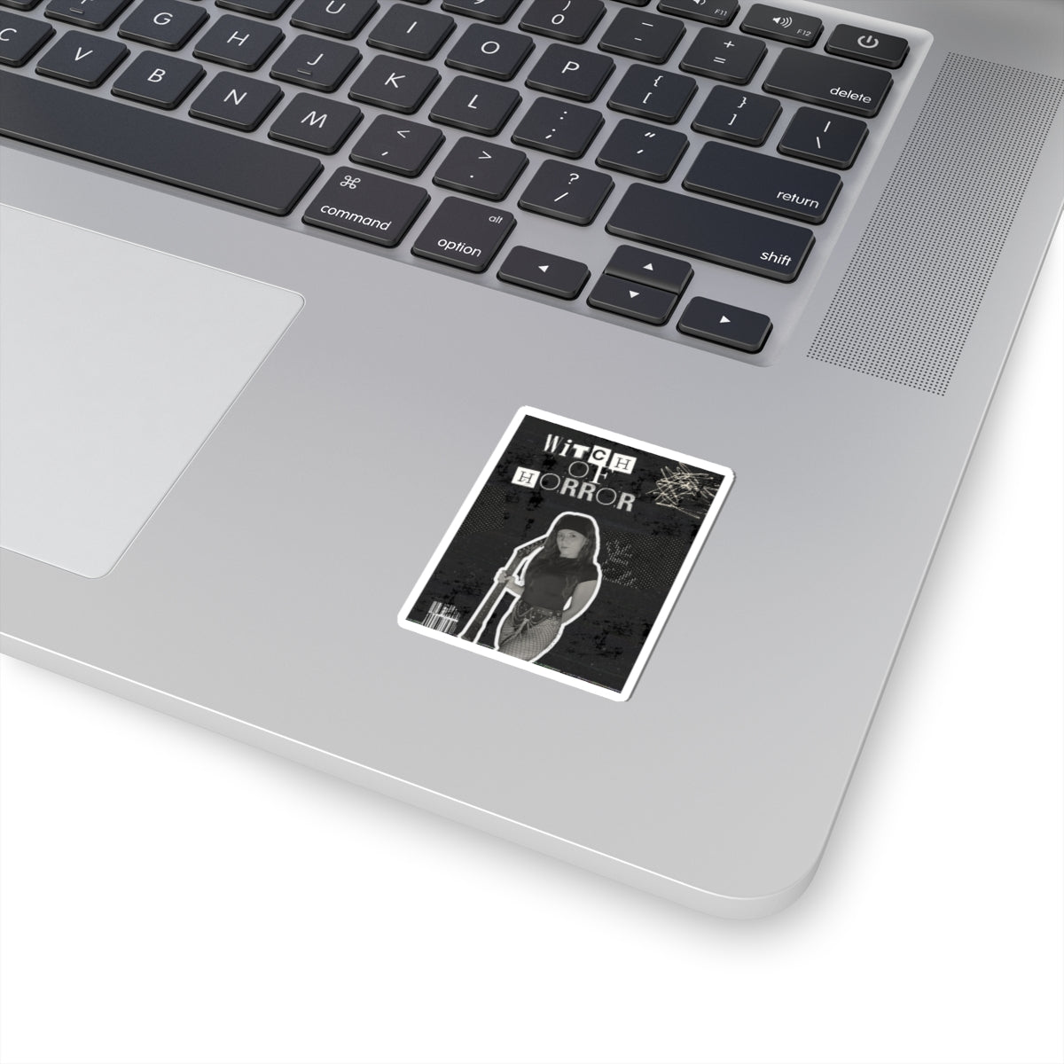 Witch of Horror Kiss-Cut Sticker — Gothic Witch Retro Photo Sticker for Laptops & Halloween