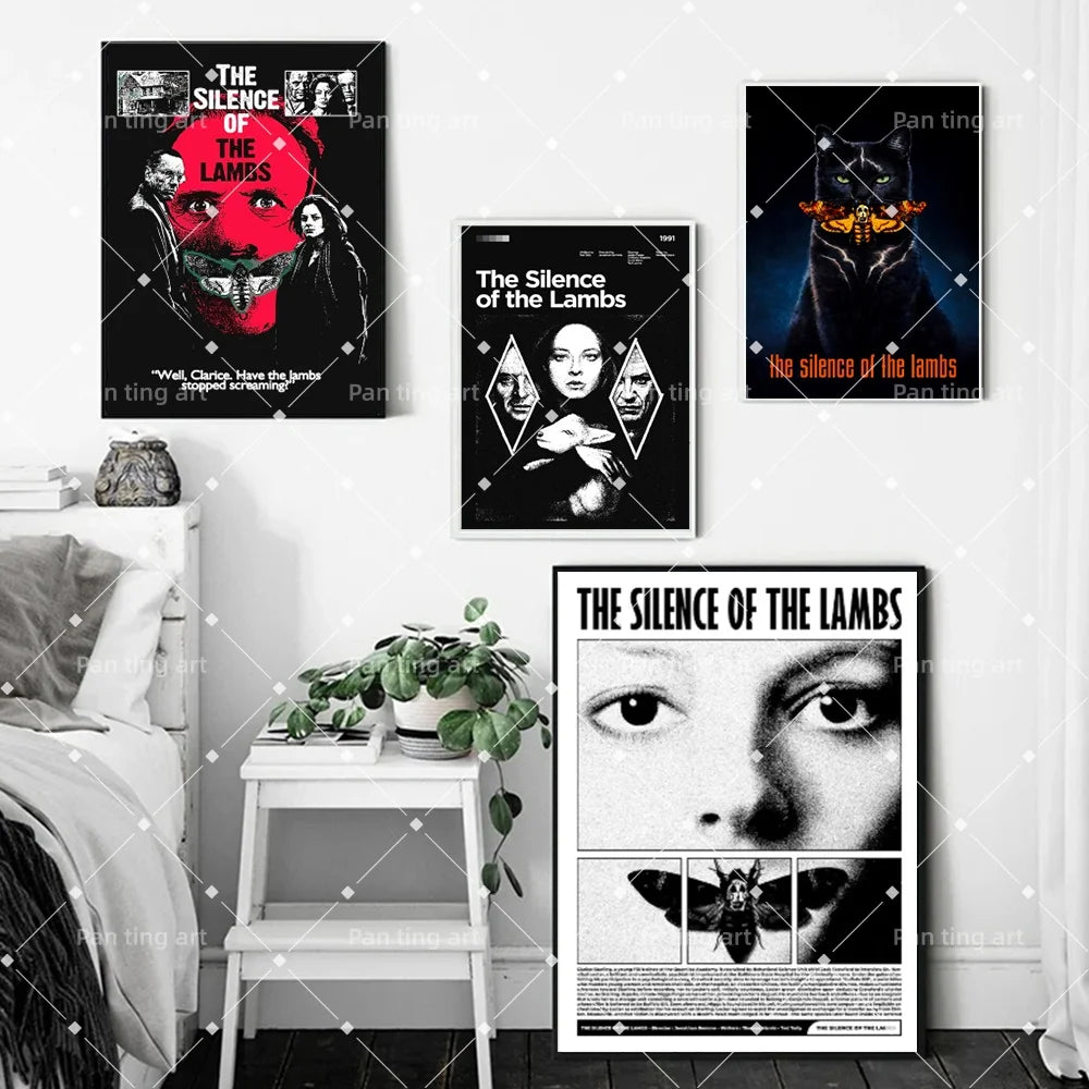 The Silence Of The Lambs Horror Movie Poster Classic Death Moth Suspense Crime Film Canvas Painting Home Decor