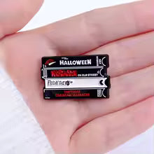 Horror VHS Enamel Pins Classic Halloween Movies Brooches Lapel Badges Unisex