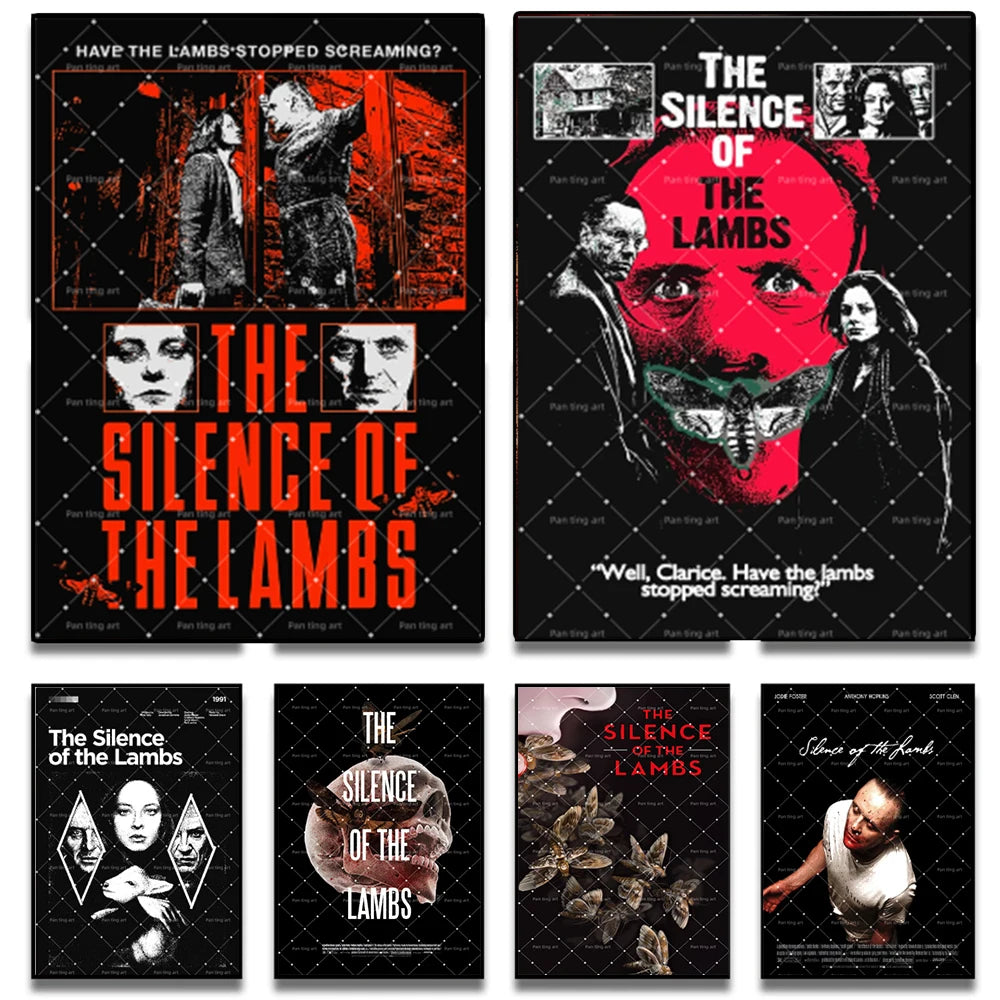 The Silence Of The Lambs Horror Movie Poster Classic Death Moth Suspense Crime Film Canvas Painting Home Decor