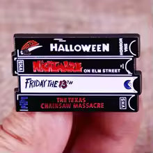 Horror VHS Enamel Pins Classic Halloween Movies Brooches Lapel Badges Unisex